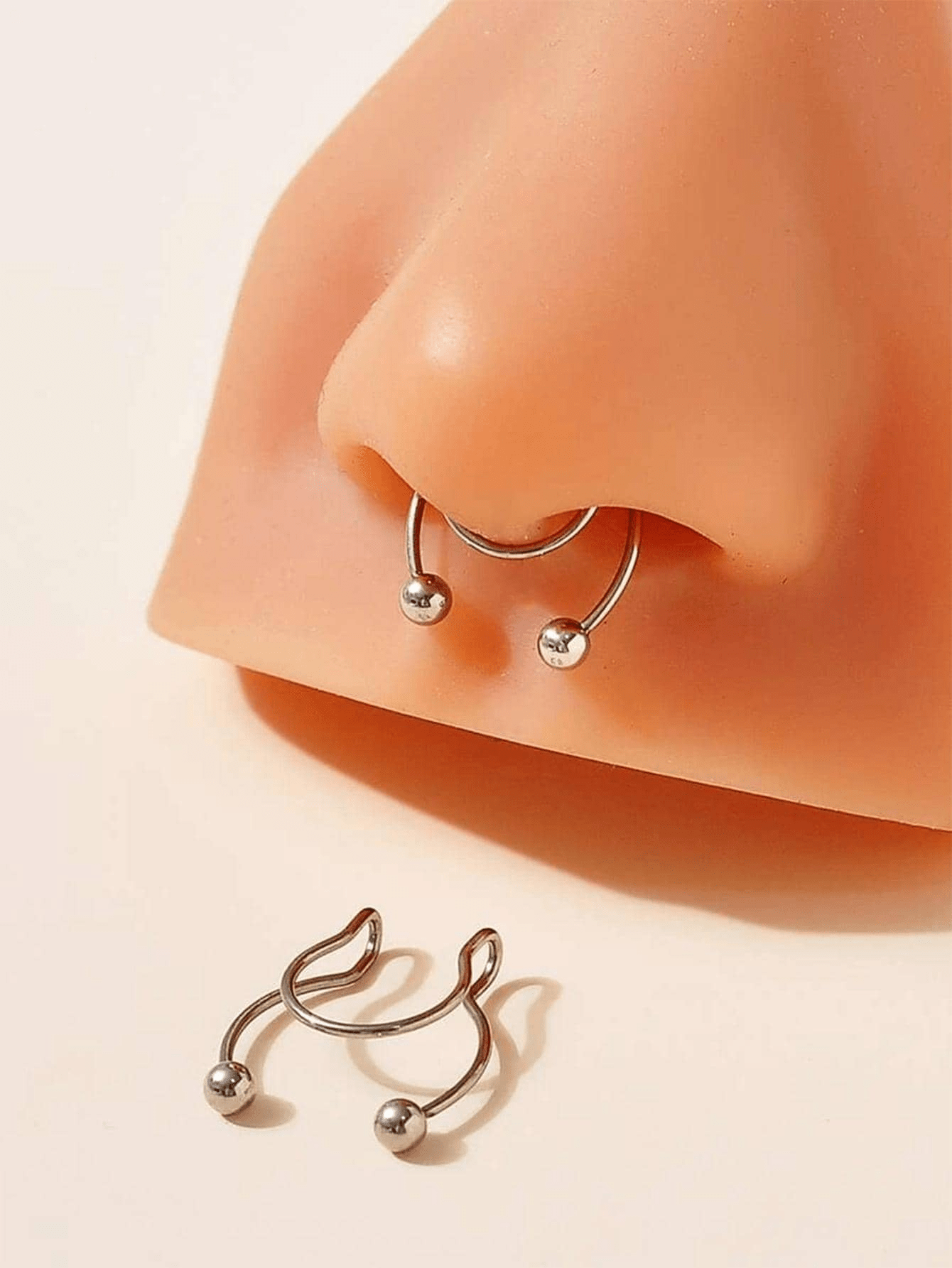 Body Jewelry Lip Ring - 2pcs Stainless Steel Clip-On Septum Hoop