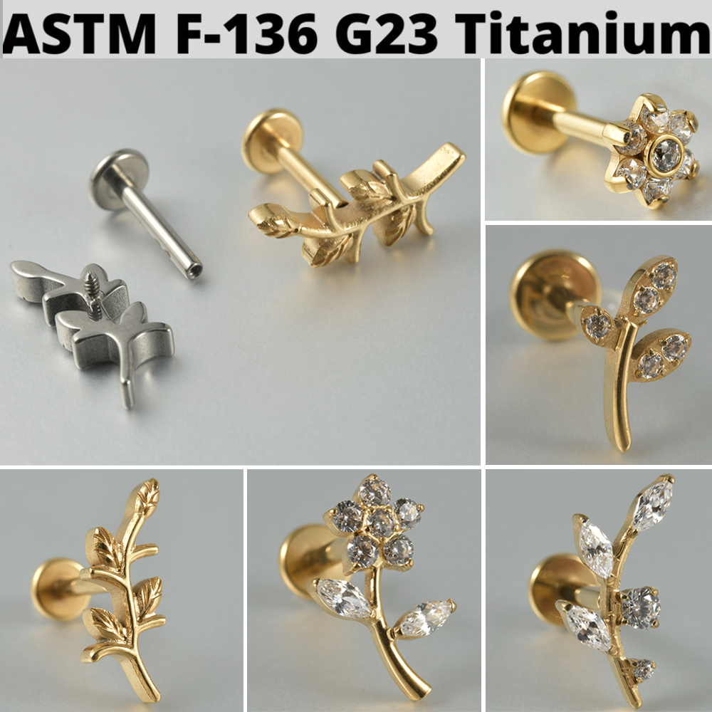 Cluster Stud Ear - 1PC Zircon&Opal G23 Solid Titanium Cartilage