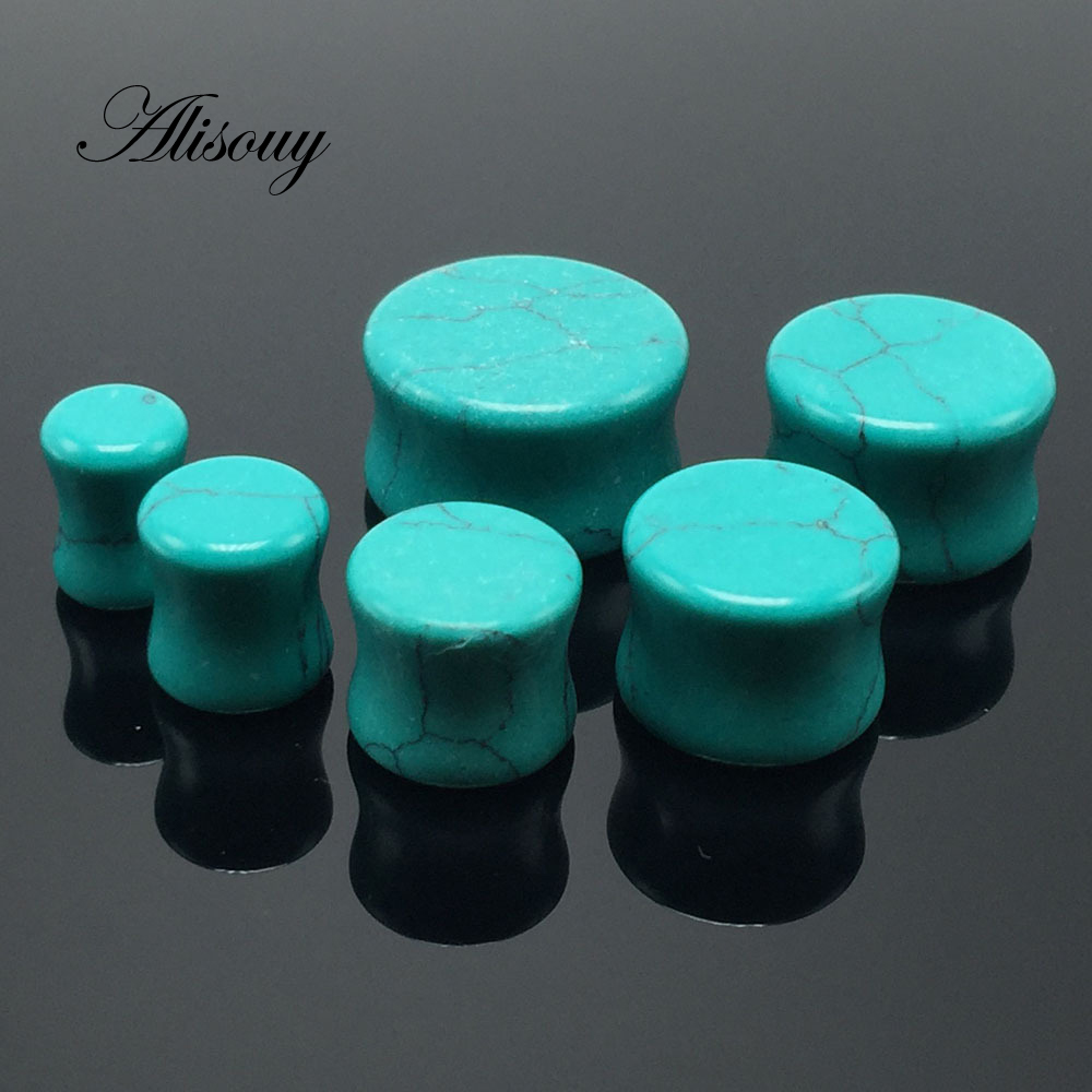 Body Jewelry Gauge To Mm - Alisouy 2 pieces fashion Green Stone