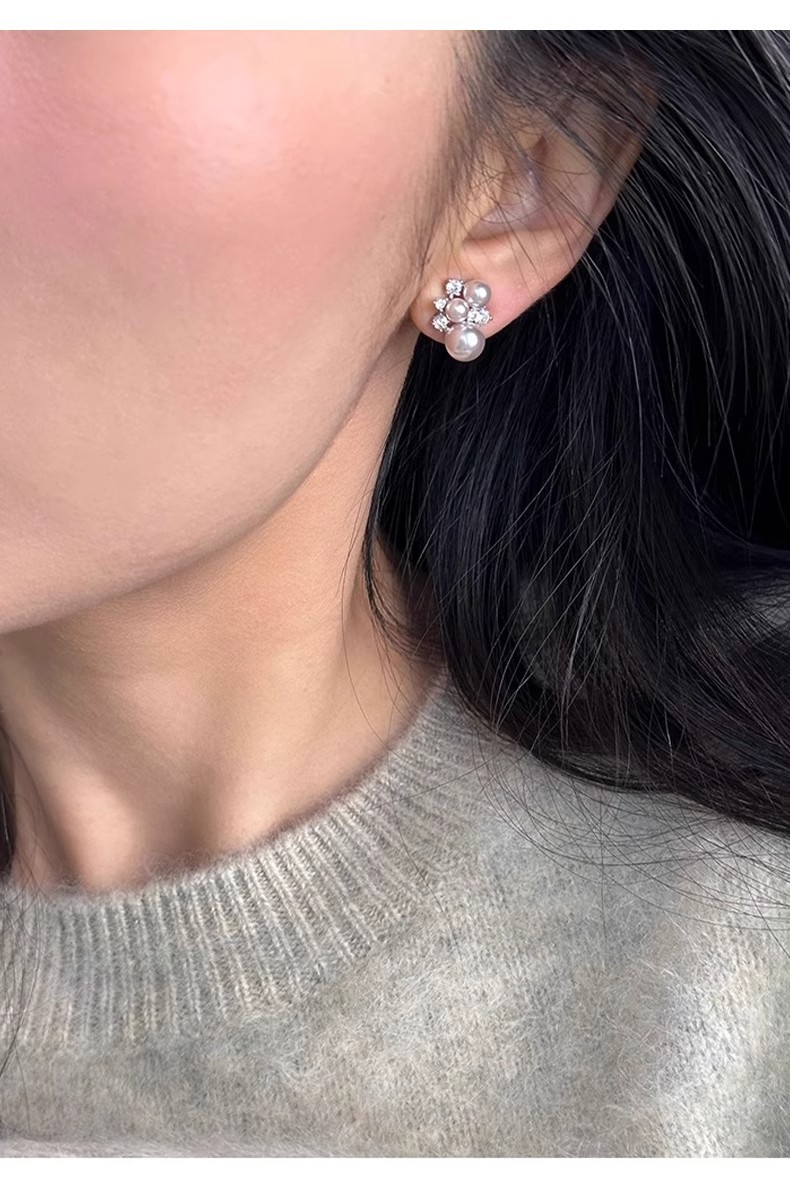 Silver Plated Cluster Pearl St - Cluster Stud Ear avaliação e preço