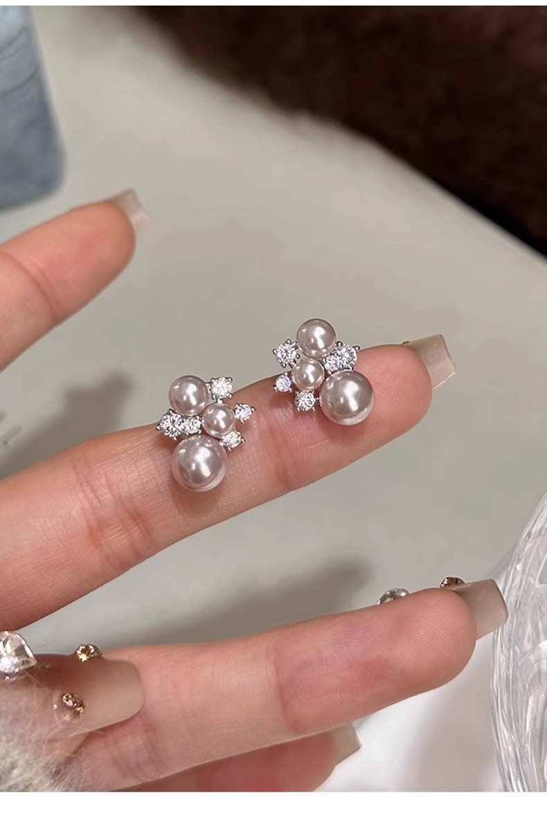 Silver Plated Cluster Pearl St - Cluster Stud Ear avaliação e preço