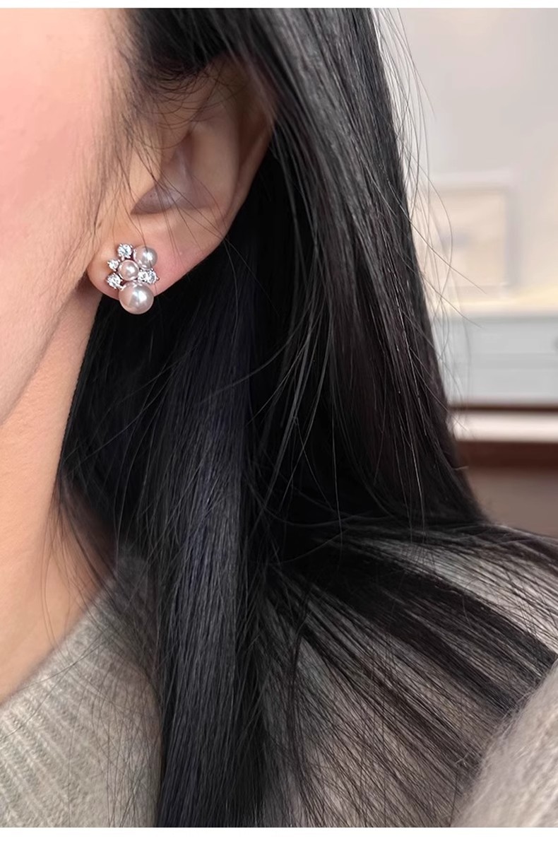 Silver Plated Cluster Pearl St - Cluster Stud Ear avaliação e preço