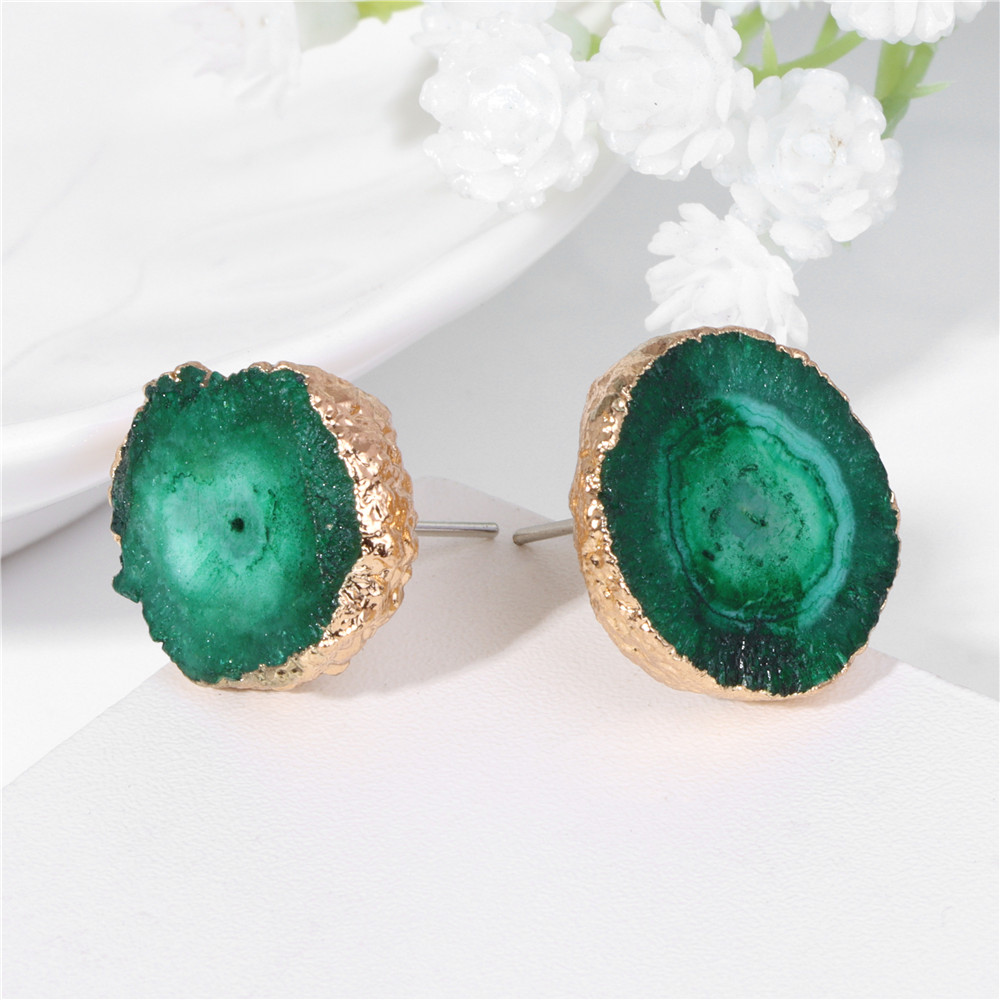 Irregular Druzy Geode Agates E - Cluster Stud Ear avaliação e preço