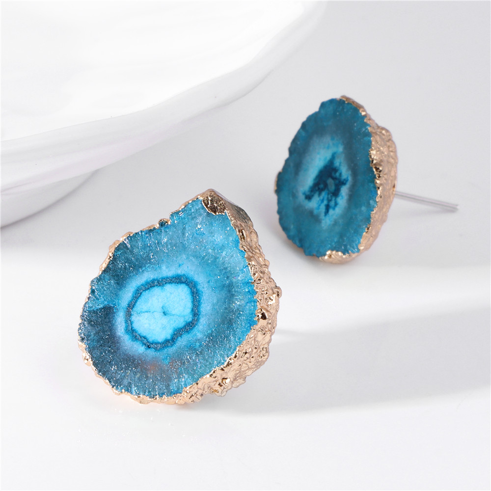 Irregular Druzy Geode Agates E - Cluster Stud Ear avaliação e preço
