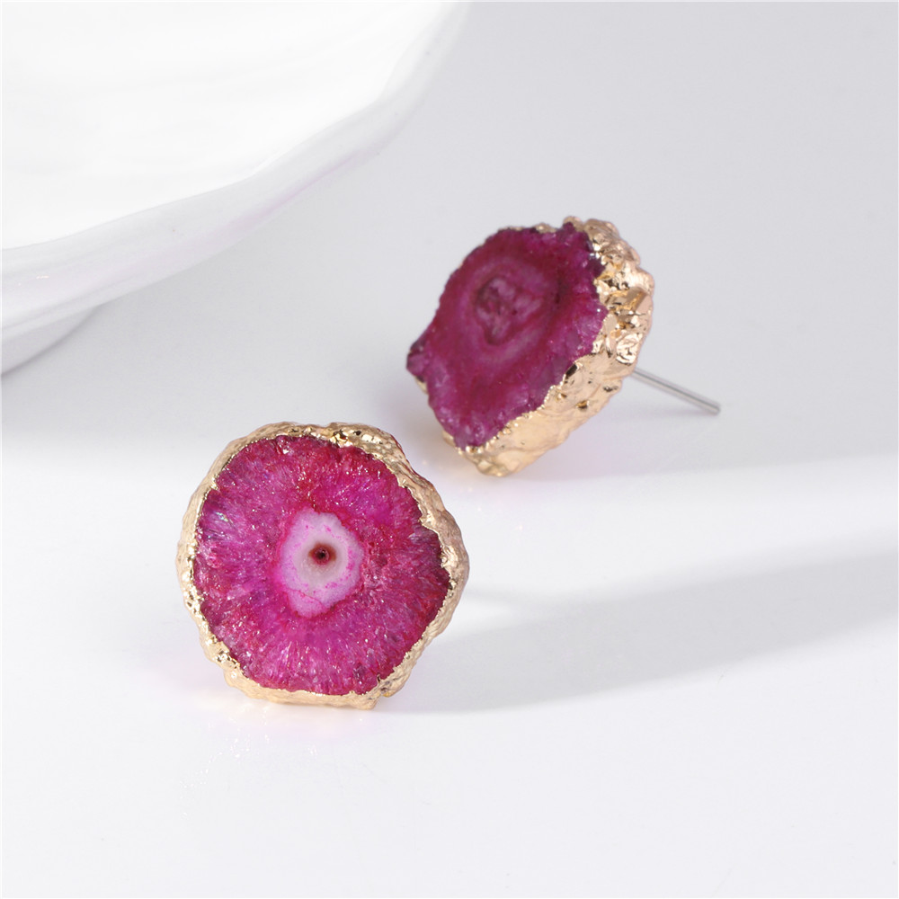 Irregular Druzy Geode Agates E - Cluster Stud Ear avaliação e preço