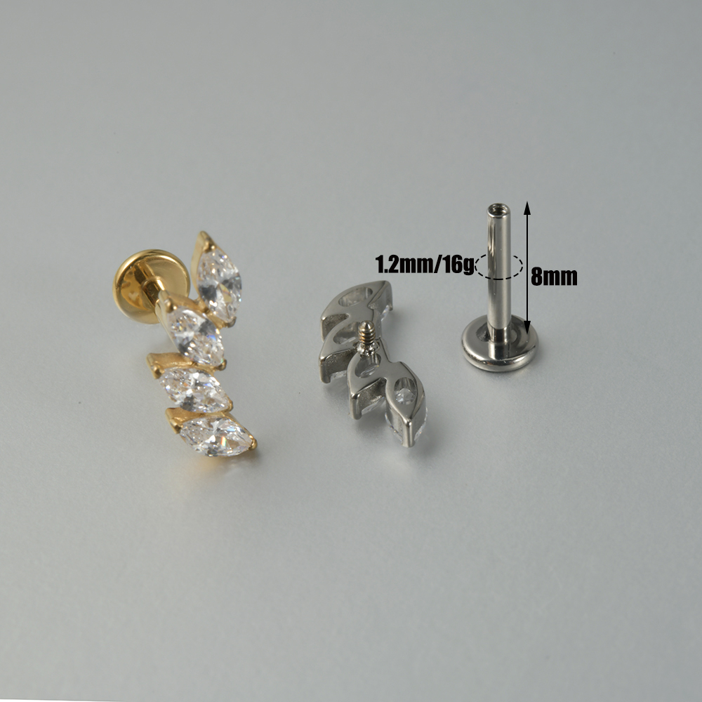 1PC Zircon G23 Solid Titanium  - Cluster Stud Ear avaliação e preço