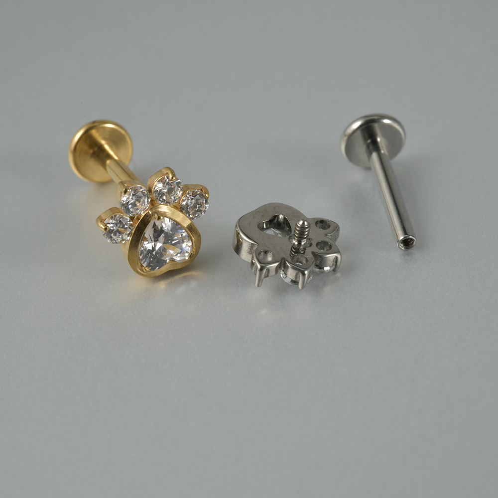 1PC Zircon G23 Solid Titanium  - Cluster Stud Ear avaliação e preço