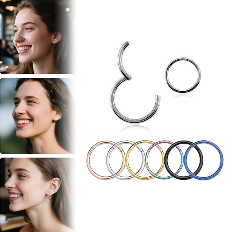 16G 316L Surgical Steel Hinged - Body Jewelry Lip Ring avaliação e preço