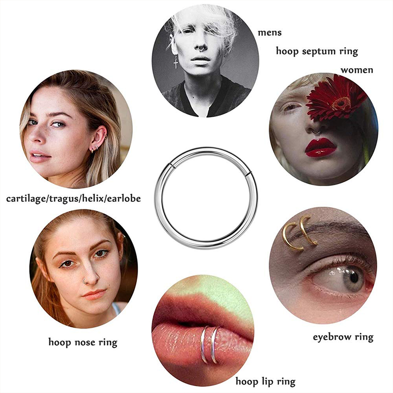 16G 316L Surgical Steel Hinged - Body Jewelry Lip Ring avaliação e preço