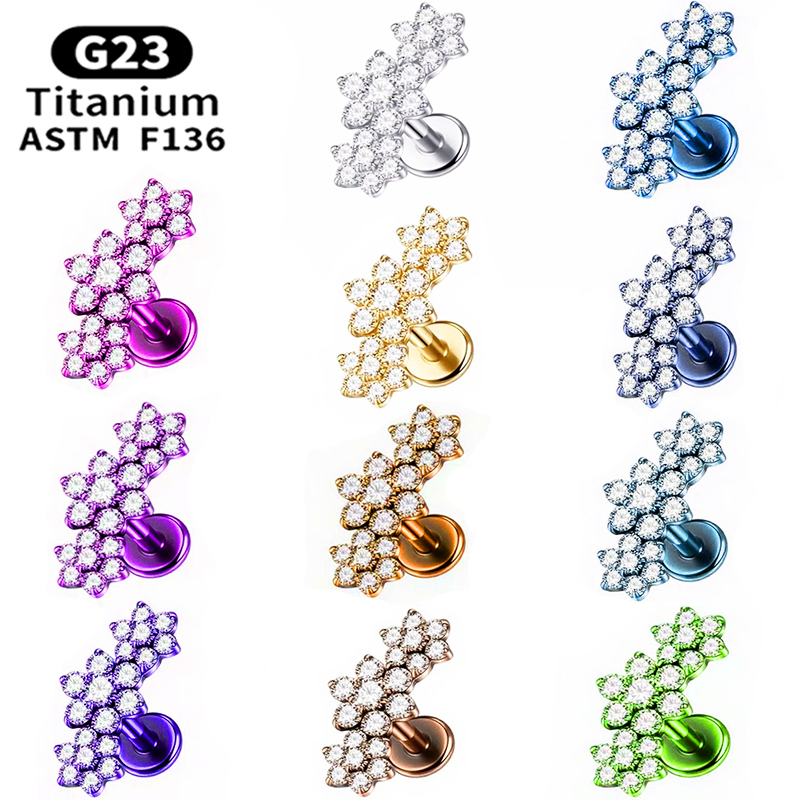 1PC G23 Titanium Three Flower  - Cluster Stud Ear avaliação e preço
