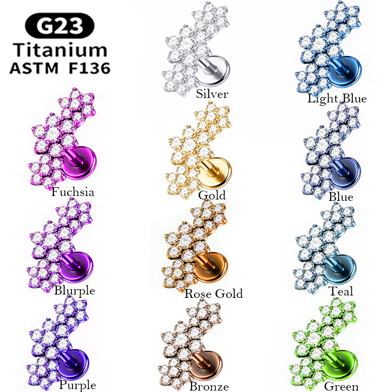 1PC G23 Titanium Three Flower  - Cluster Stud Ear avaliação e preço