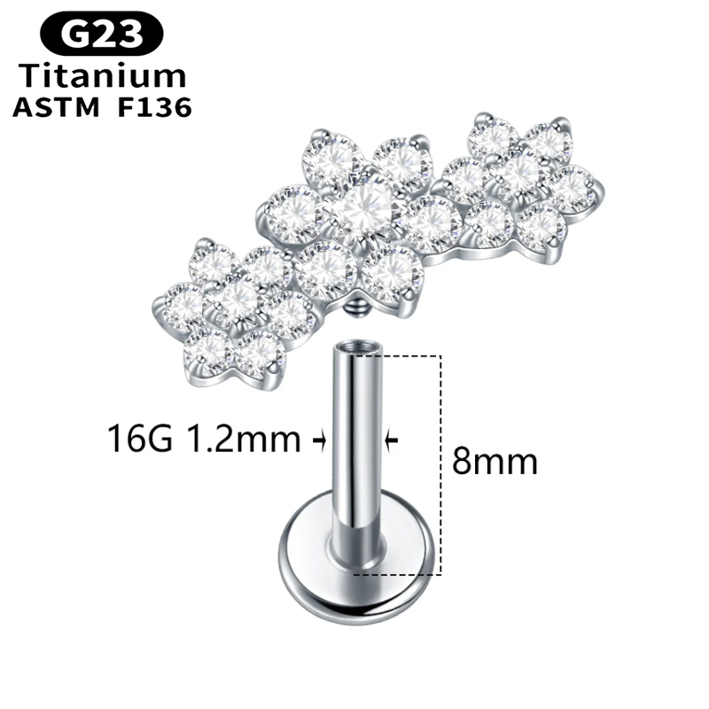 1PC G23 Titanium Three Flower  - Cluster Stud Ear avaliação e preço