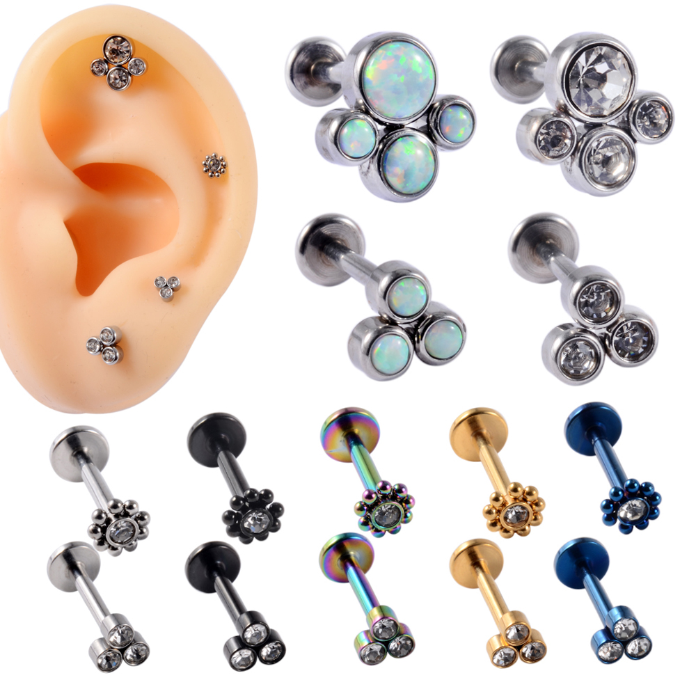 1Pcs G23 Titanium&Steel Opal C - Cluster Stud Ear avaliação e preço