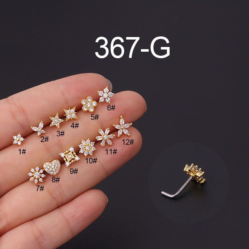 1Pc L Shaped Nose Studs Stainl - Body Jewelry Indian avaliação e preço