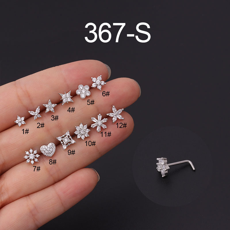 1Pc L Shaped Nose Studs Stainl - Body Jewelry Indian avaliação e preço