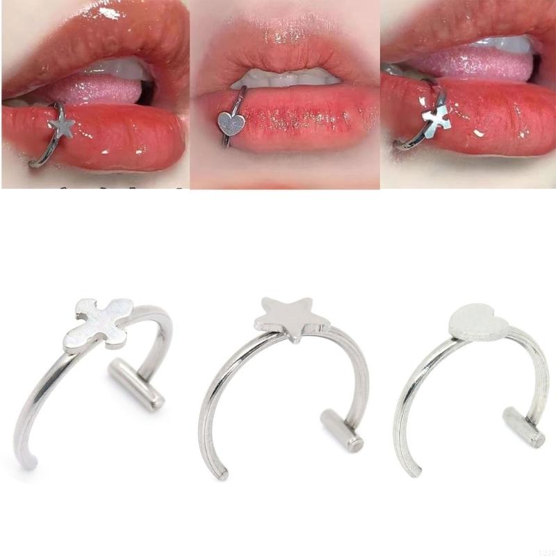   Stainless Steel Clip on Lip  - Body Jewelry Lip Ring avaliação e preço