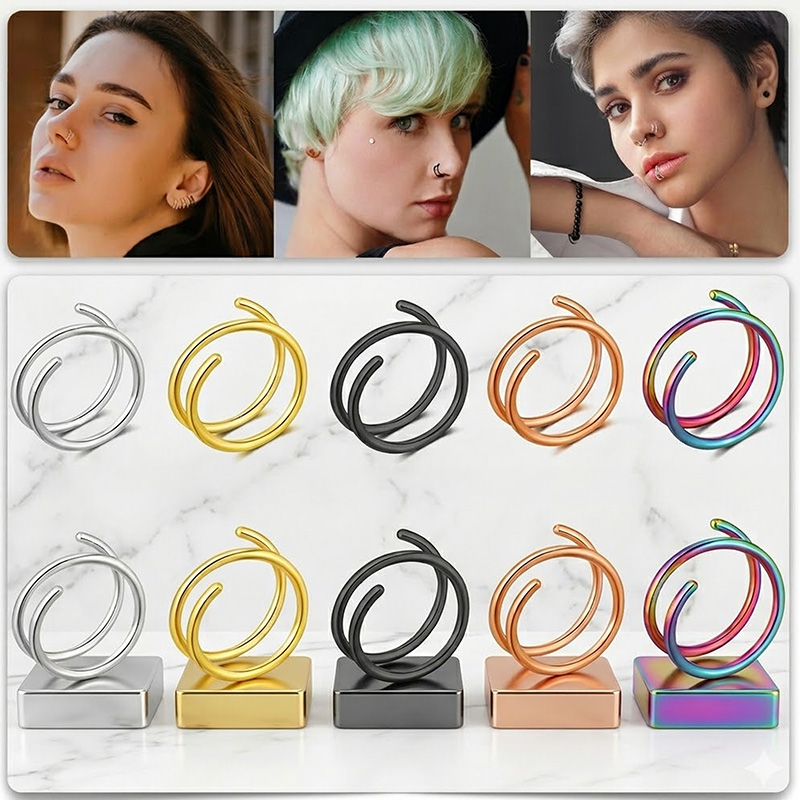 1PC Stainless Steel 316 Double - Body Jewelry Lip Ring avaliação e preço