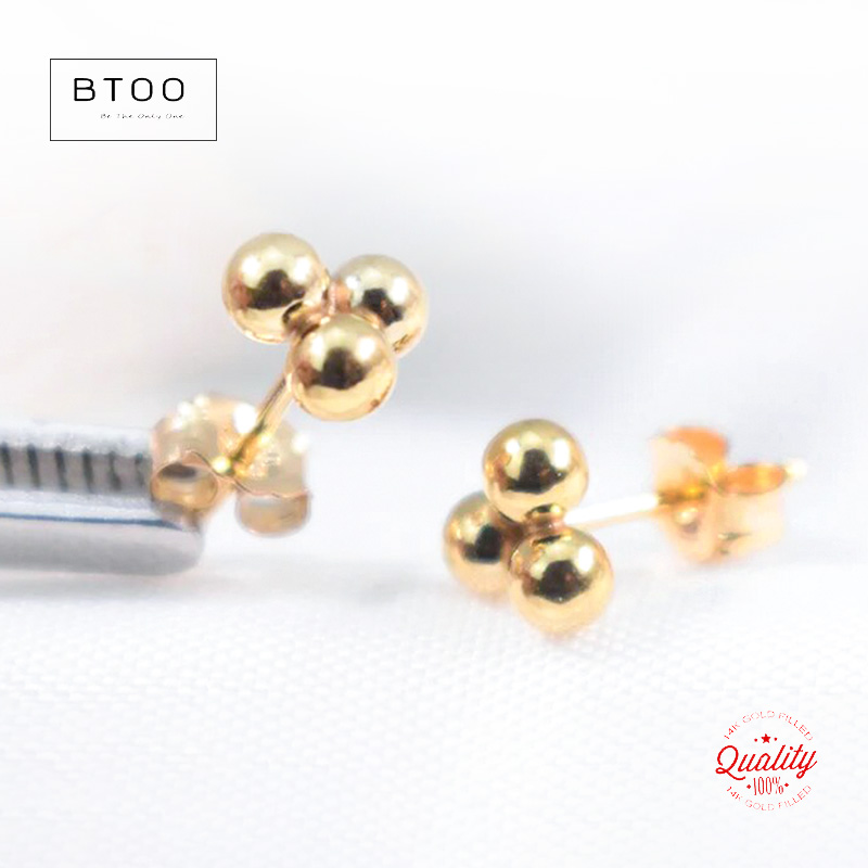 14k Gold Filled 3 Ball Ear Stu - Cluster Stud Ear avaliação e preço