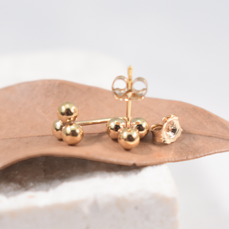 14k Gold Filled 3 Ball Ear Stu - Cluster Stud Ear avaliação e preço
