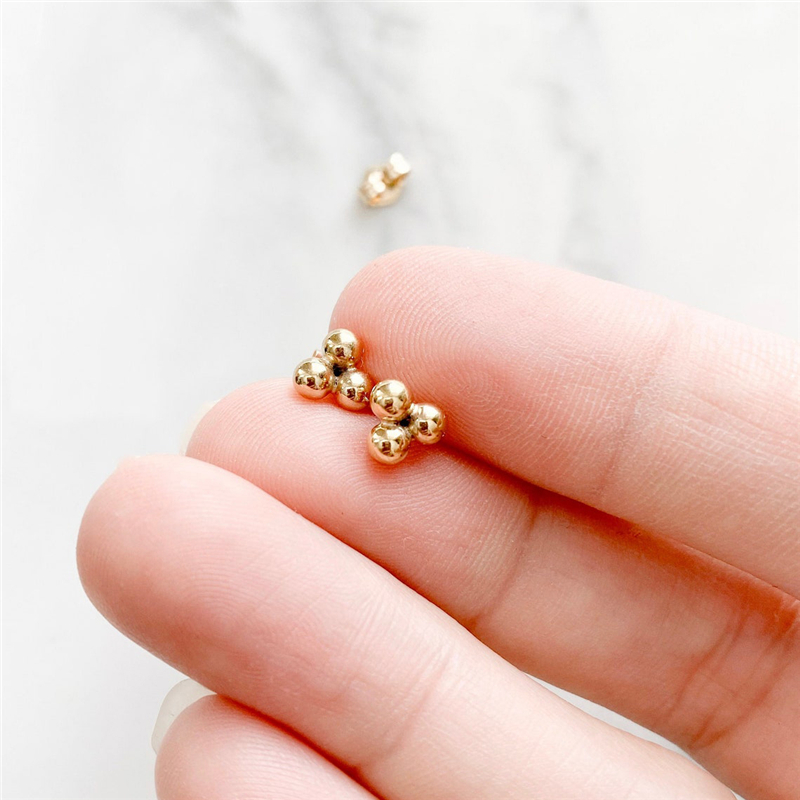 14k Gold Filled 3 Ball Ear Stu - Cluster Stud Ear avaliação e preço