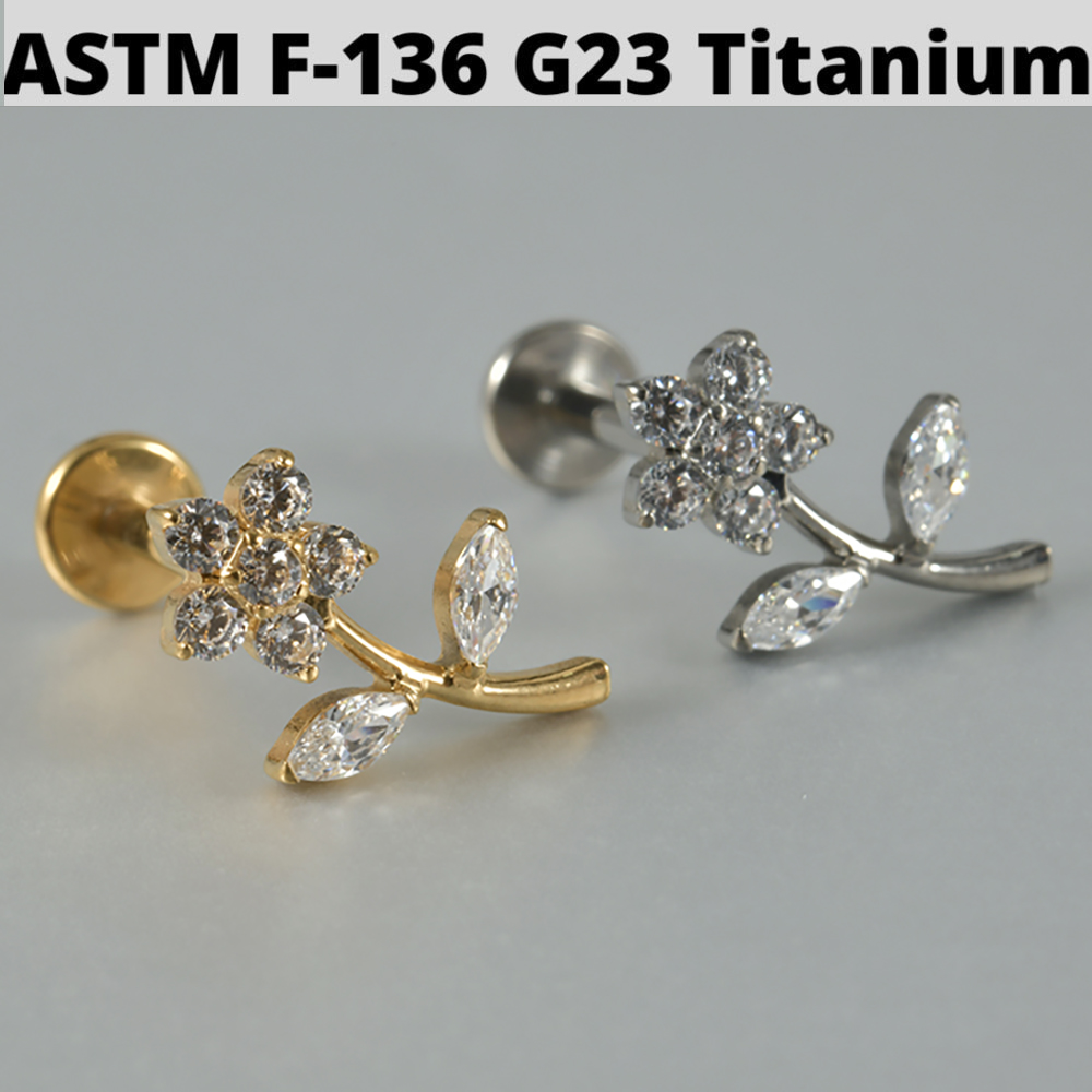 1PC Zircon&Opal G23 Solid Tita - Cluster Stud Ear avaliação e preço