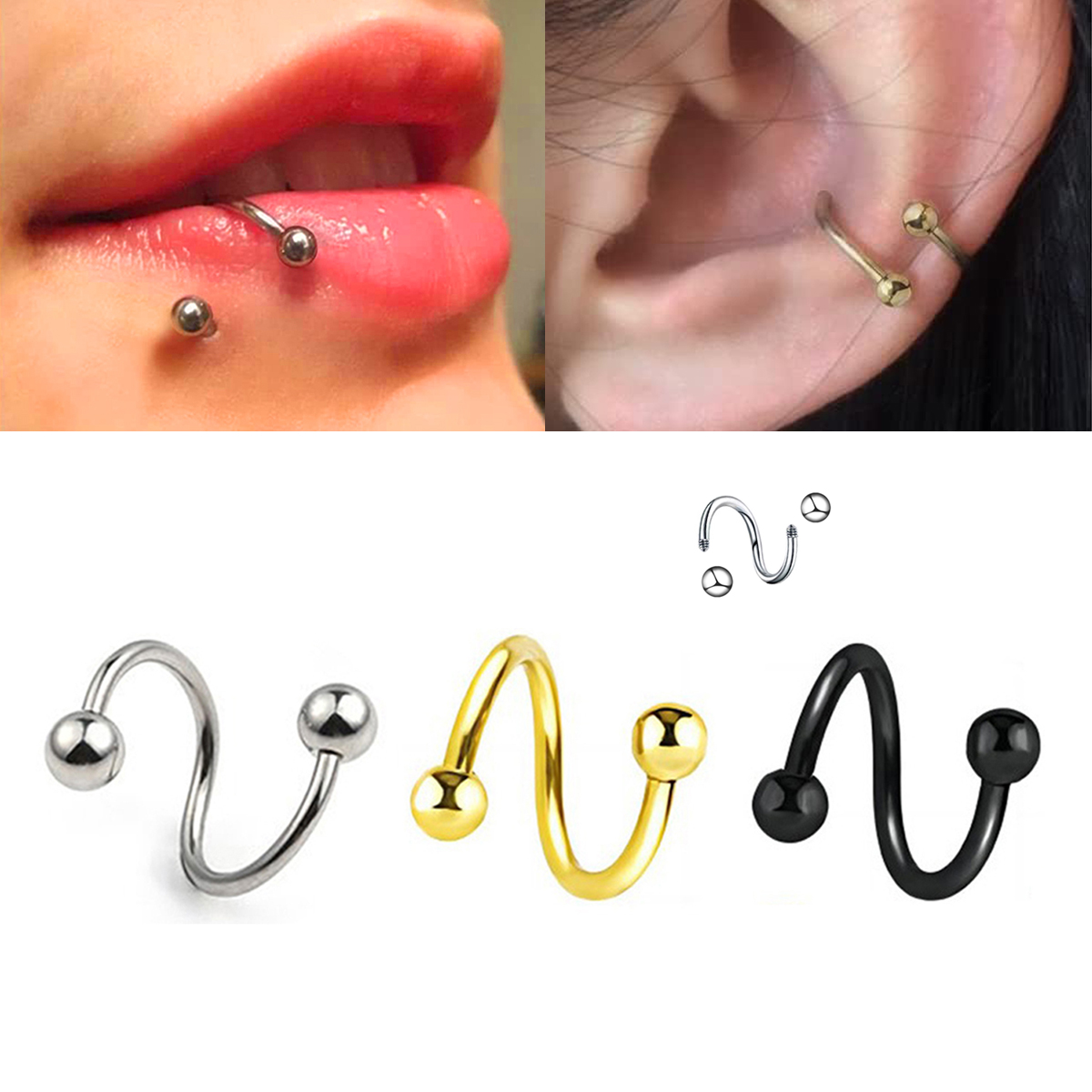 Women's Spiral Earrings Pierci - Body Jewelry Lip Ring avaliação e preço