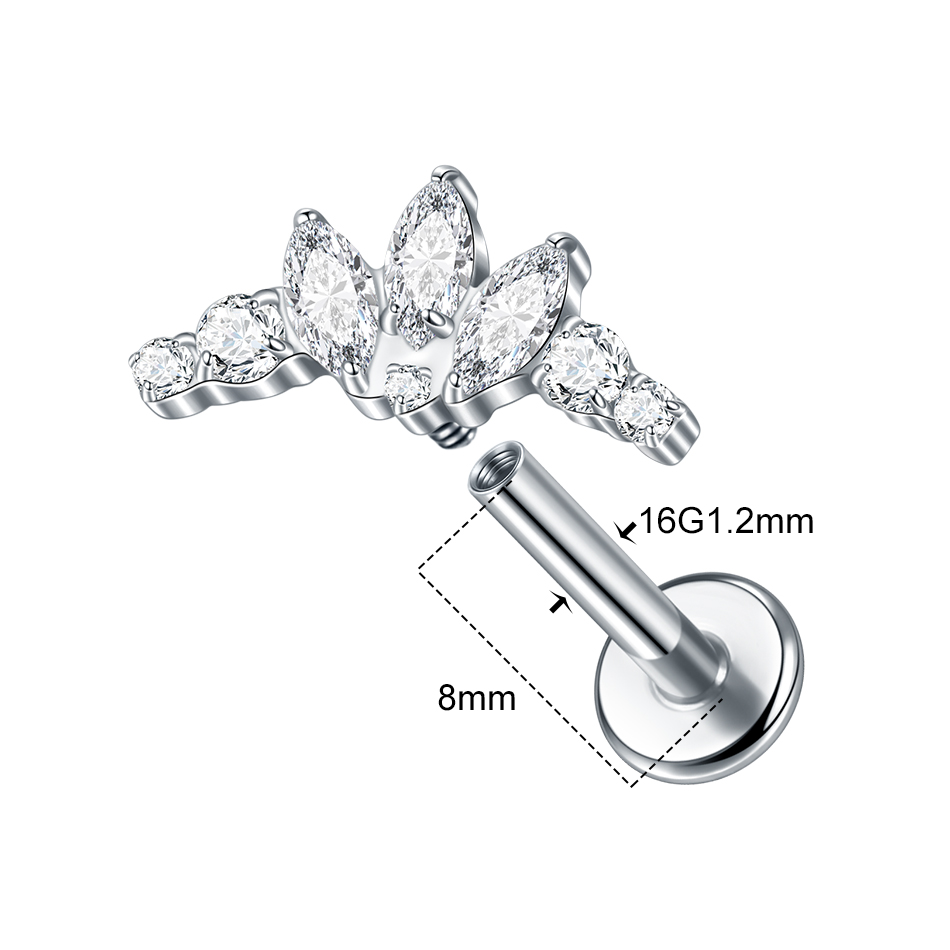 1/5Pcs G23 Titanium Ear Labret - Cluster Stud Ear avaliação e preço