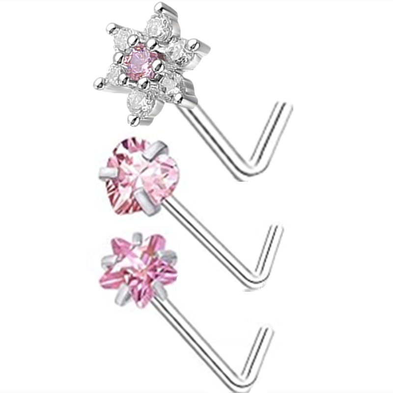 3PC Stainless Steel Flower Nos - Body Jewelry Indian avaliação e preço