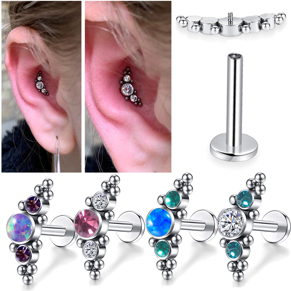 4PCS 316L Surgical Steel 16G   - Cluster Stud Ear avaliação e preço