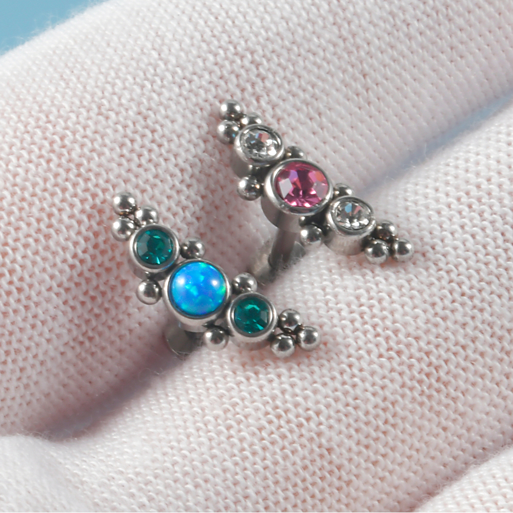 4PCS 316L Surgical Steel 16G   - Cluster Stud Ear avaliação e preço