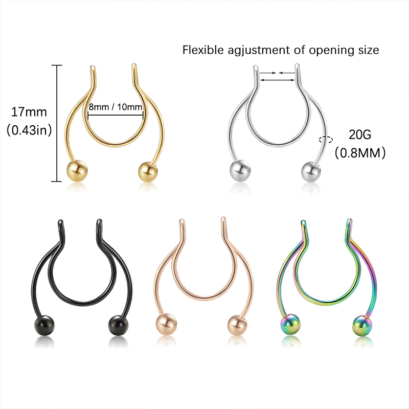 20G Fake Nose Rings Hoop Clip- - Body Jewelry Lip Ring avaliação e preço