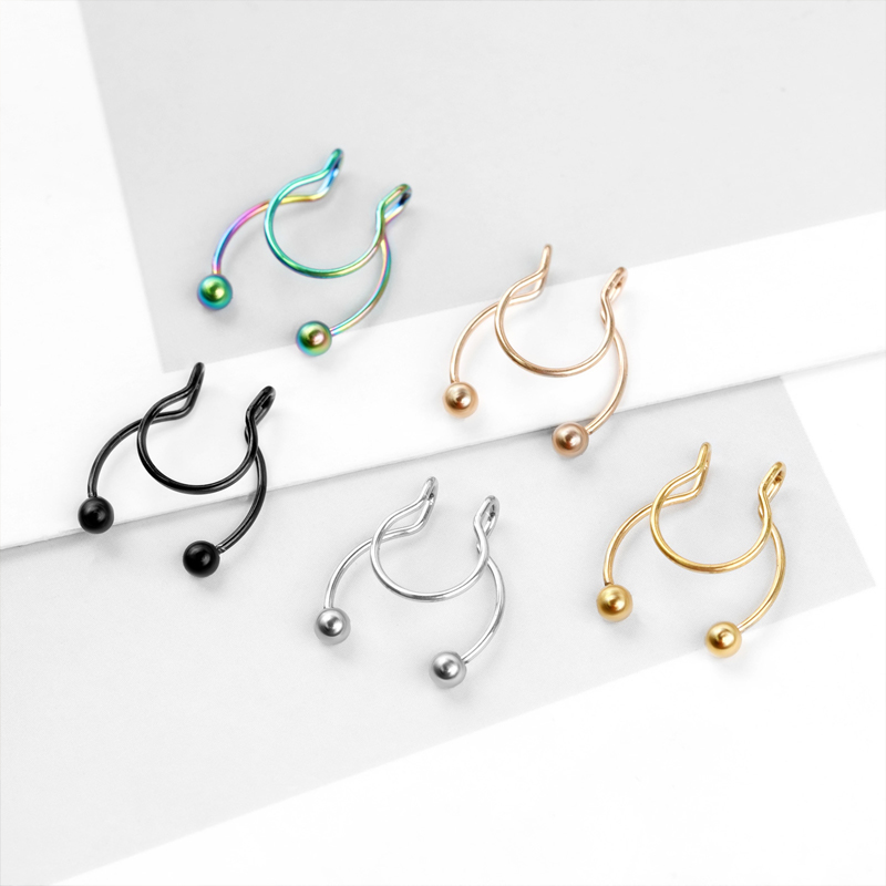 20G Fake Nose Rings Hoop Clip- - Body Jewelry Lip Ring avaliação e preço