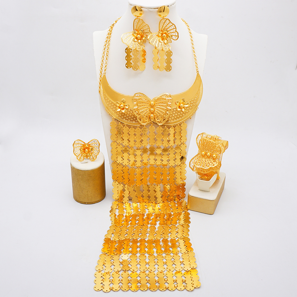Gold Plated Long Broad body Ne - Body Jewelry Dubai avaliação e preço