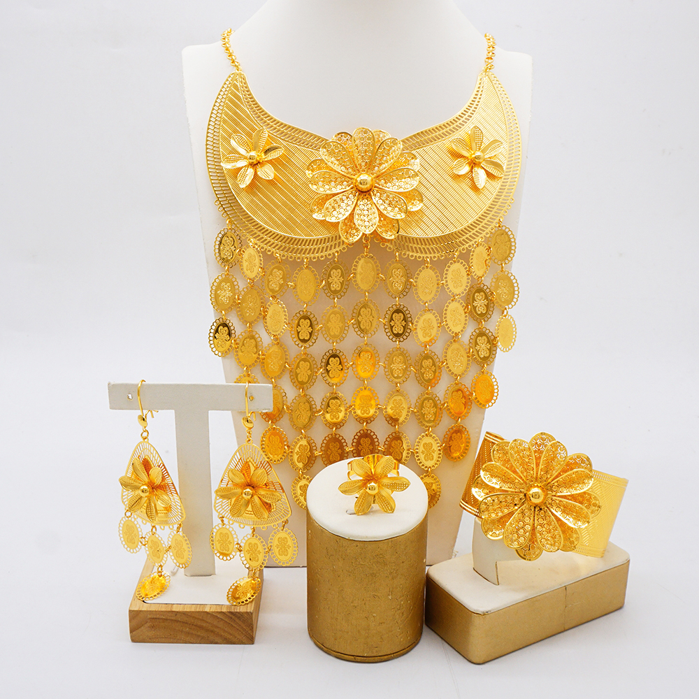 Gold Plated Long Broad body Ne - Body Jewelry Dubai avaliação e preço