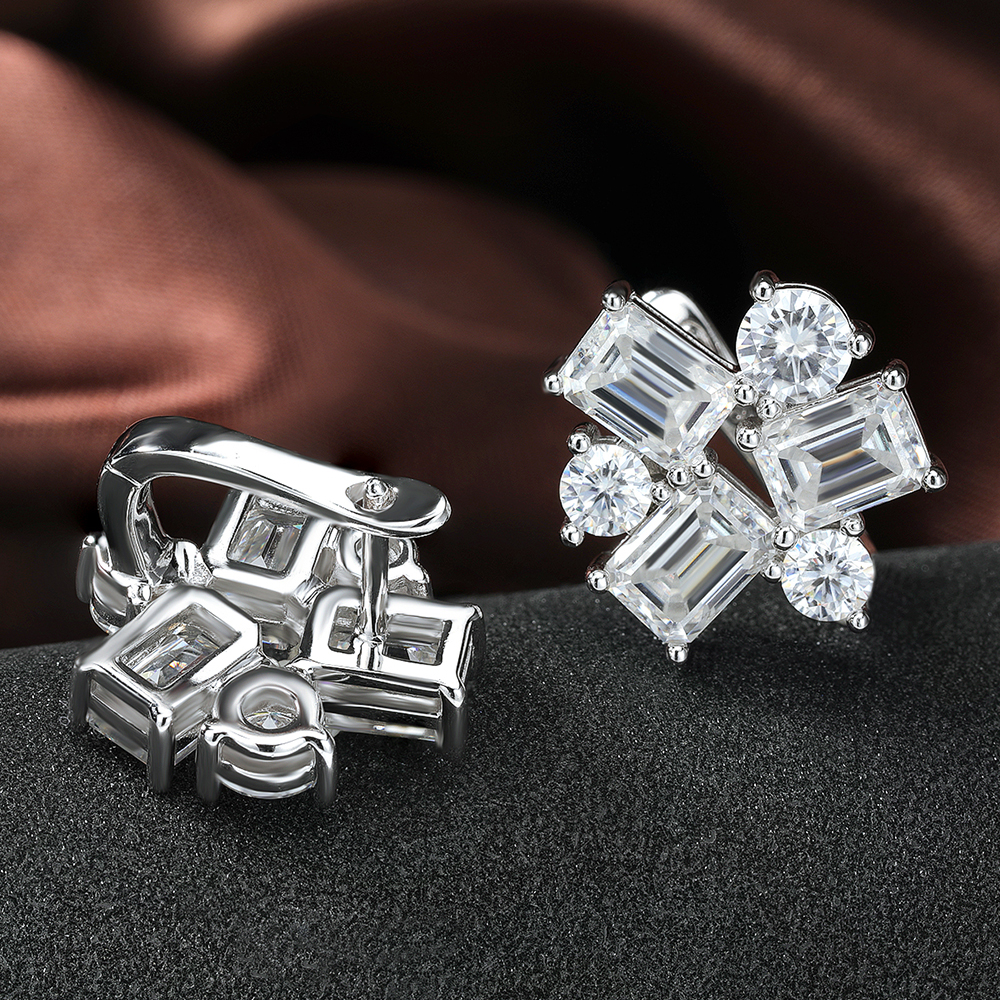 8.2cttw Baguette and Round Moi - Cluster Stud Ear avaliação e preço
