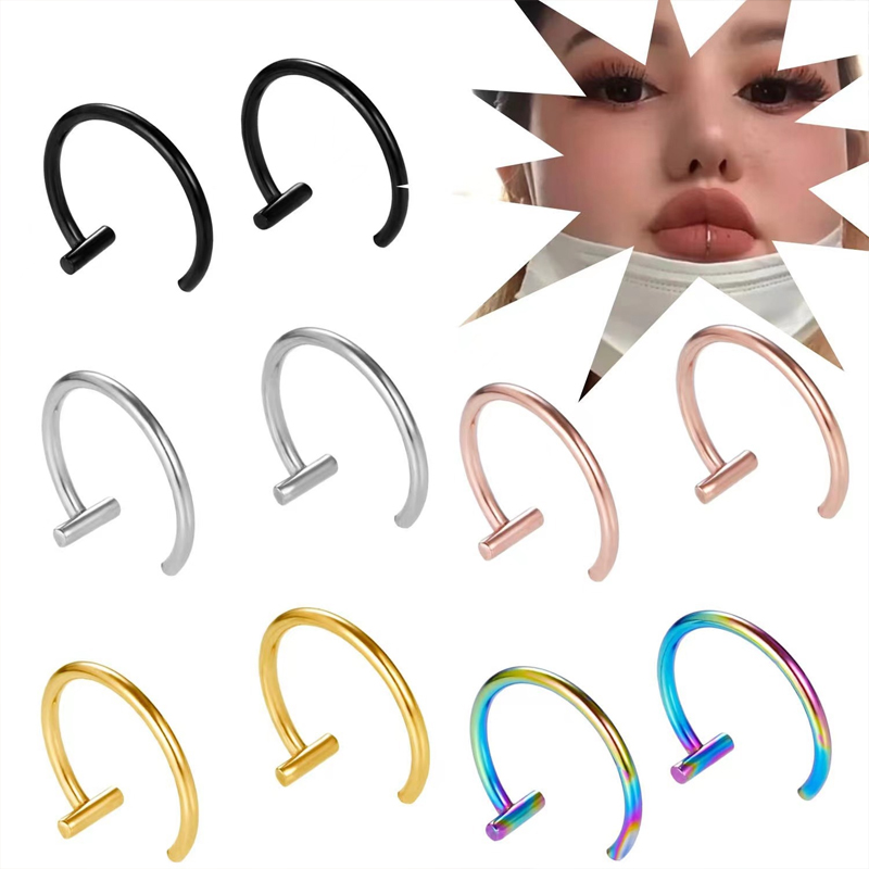 18G Surgical Steel Lip Ring Ha - Body Jewelry Lip Ring avaliação e preço