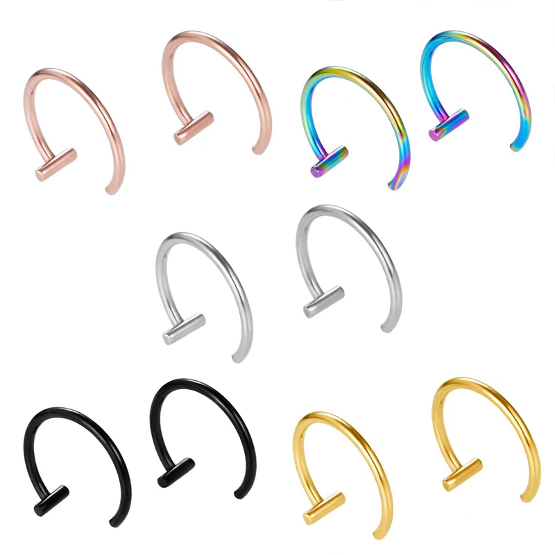 18G Surgical Steel Lip Ring Ha - Body Jewelry Lip Ring avaliação e preço
