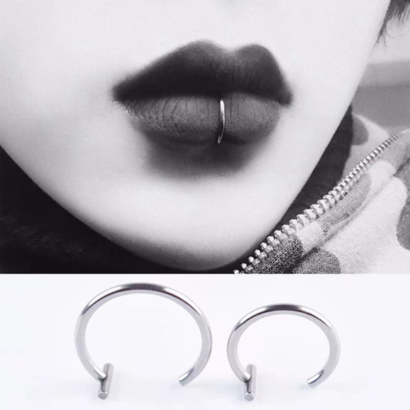 18G Surgical Steel Lip Ring Ha - Body Jewelry Lip Ring avaliação e preço