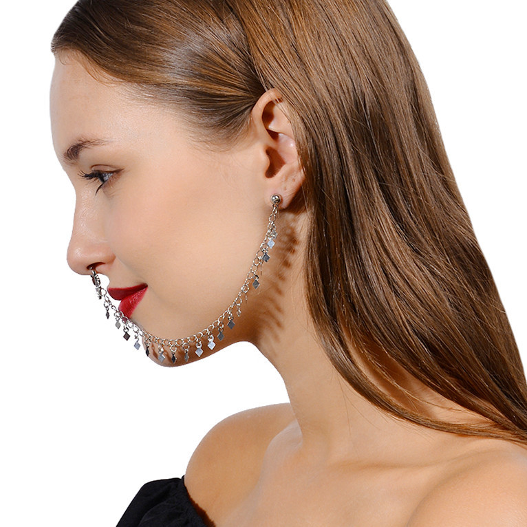 Nose Ring Chain, Hanging Disc  - Body Jewelry Indian avaliação e preço