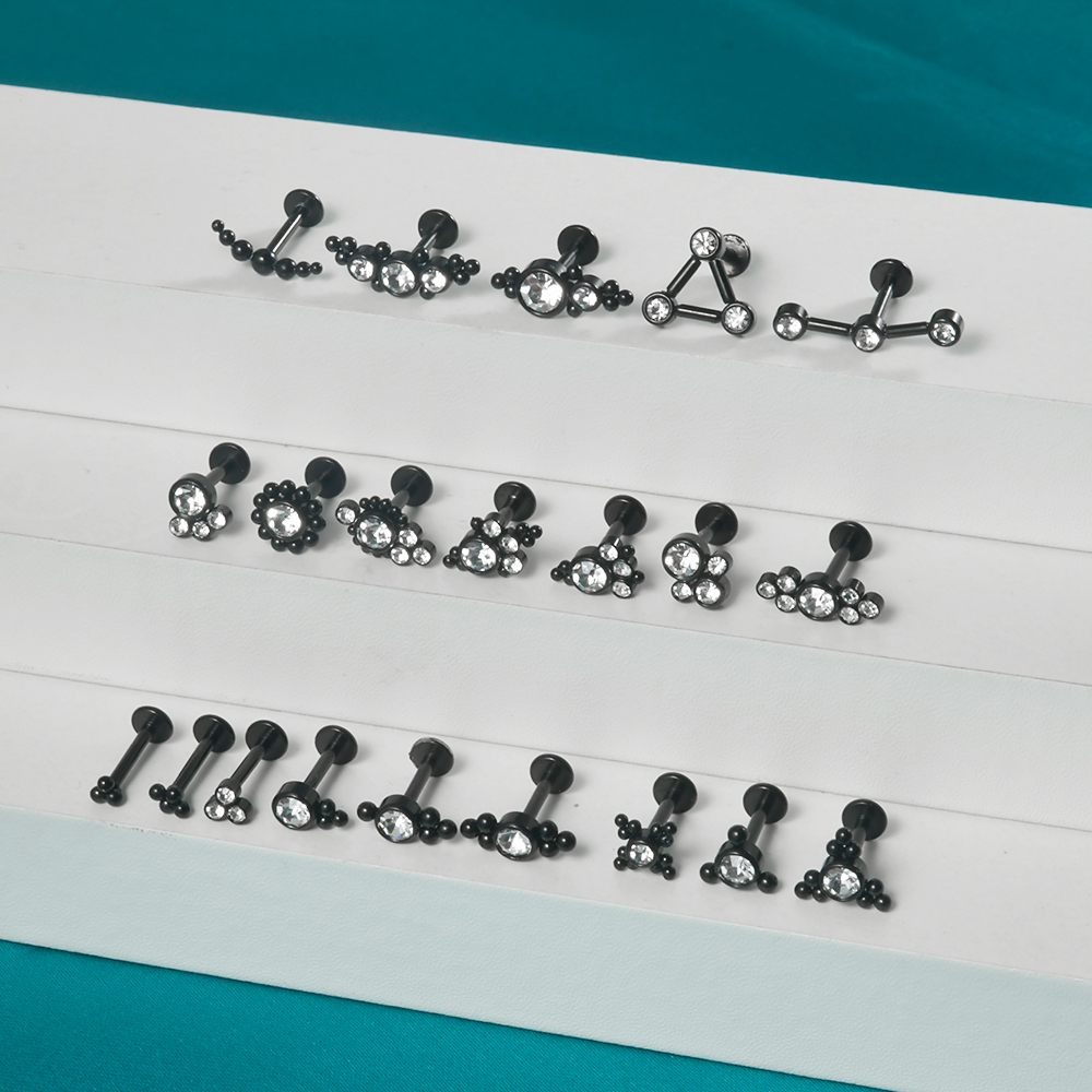 1PC Black Gold Silver Color St - Cluster Stud Ear avaliação e preço