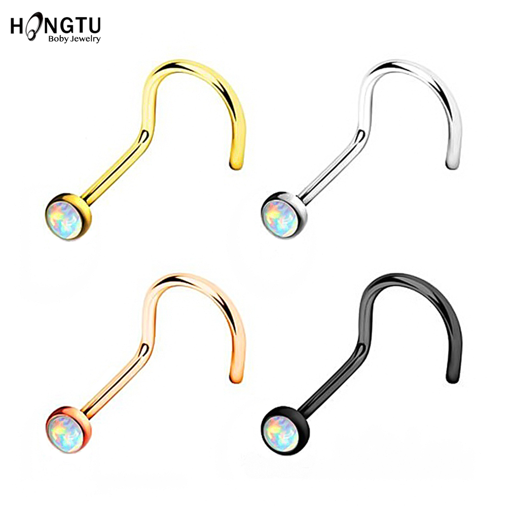 HONGTU 1Pc Opal Nose Screw Rin - Body Jewelry Indian avaliação e preço