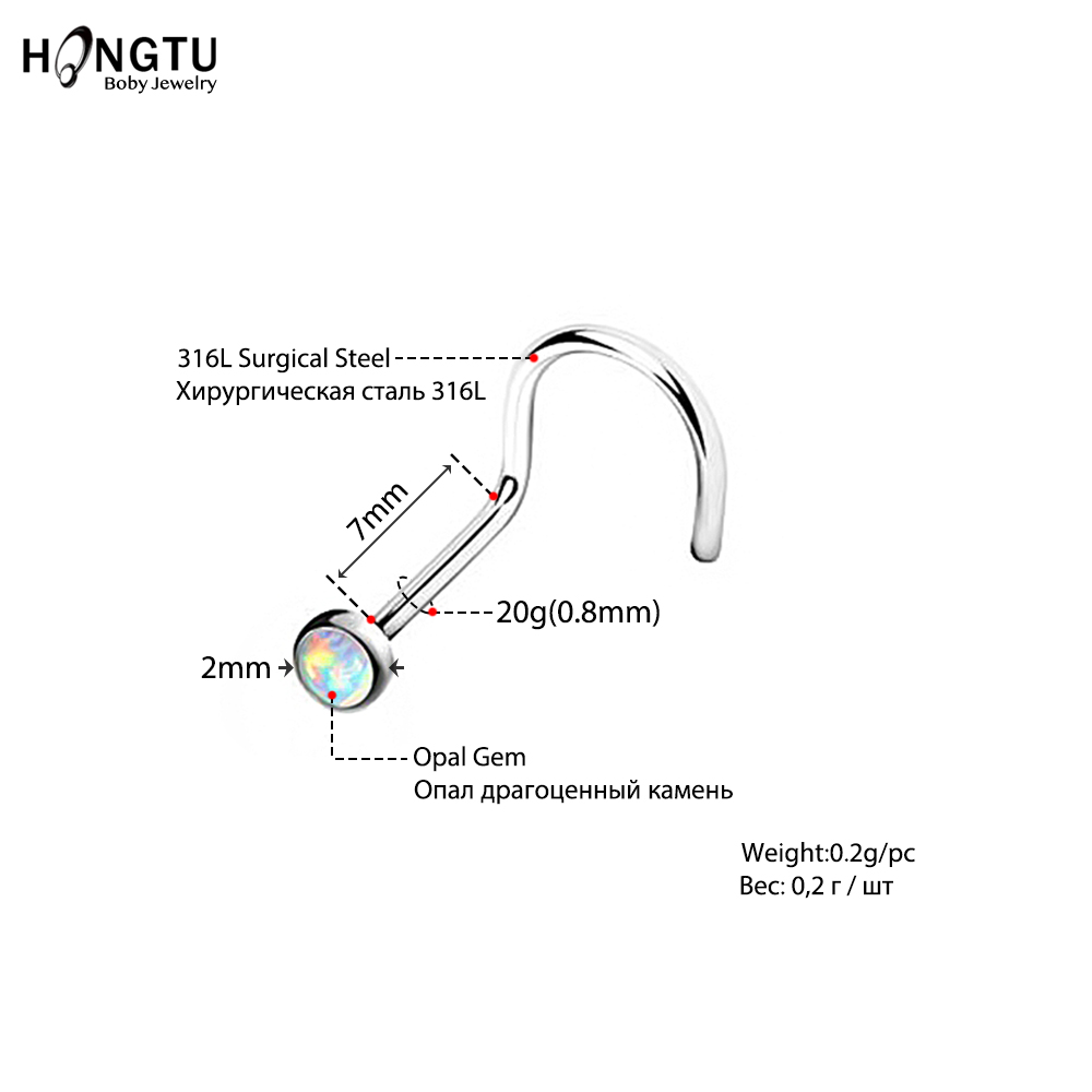 HONGTU 1Pc Opal Nose Screw Rin - Body Jewelry Indian avaliação e preço
