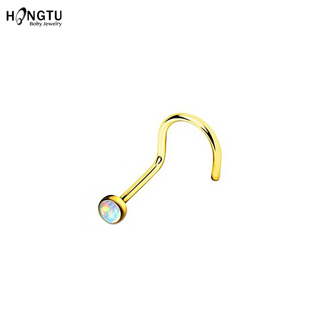 HONGTU 1Pc Opal Nose Screw Rin - Body Jewelry Indian avaliação e preço