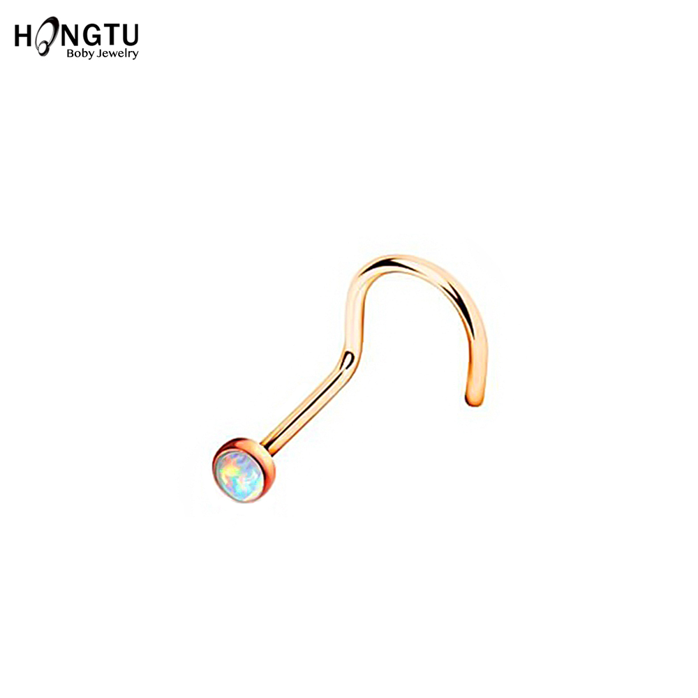 HONGTU 1Pc Opal Nose Screw Rin - Body Jewelry Indian avaliação e preço