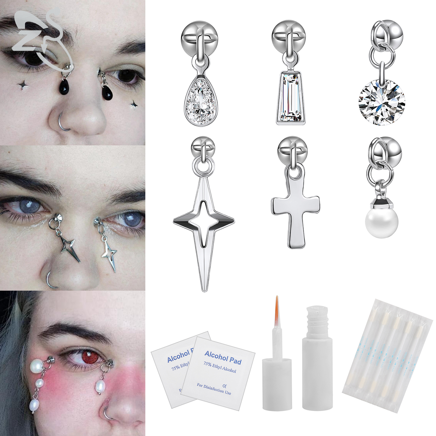 ZS 1 Set Fake Eyebrow Ring Men - Body Jewelry Lip Ring avaliação e preço