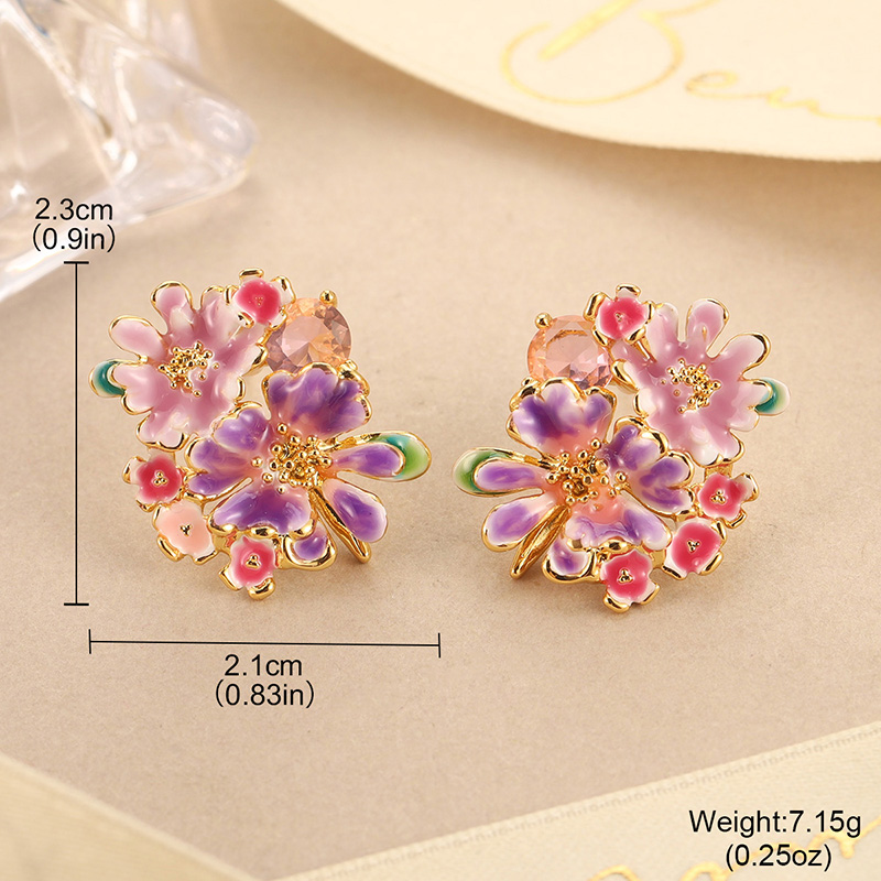 Colorful Enamel Floral Stud Ea - Cluster Stud Ear avaliação e preço