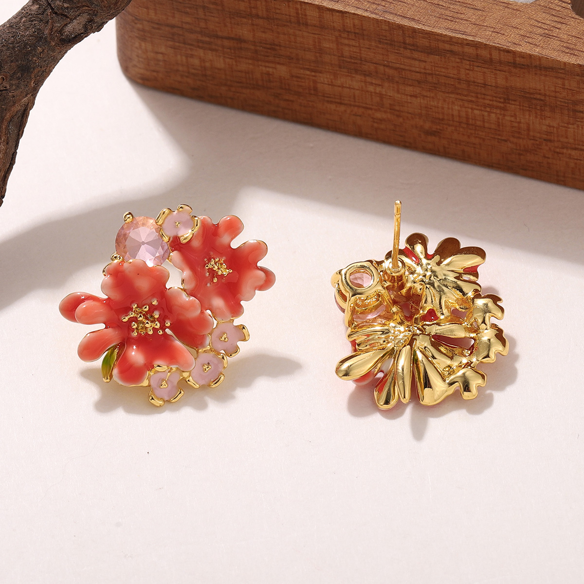 Colorful Enamel Floral Stud Ea - Cluster Stud Ear avaliação e preço